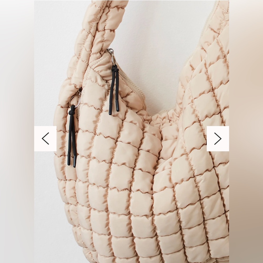 Free People Quilted Carryall Large Hobo Bag in Light Beige